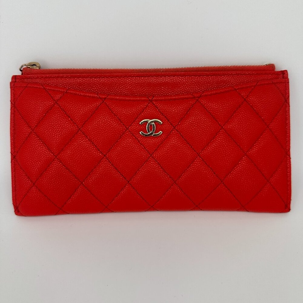 CHANEL Red Lambskin Wallet